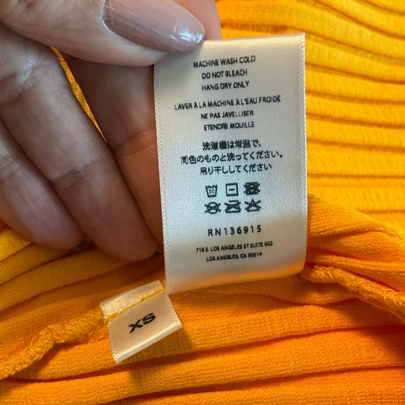 SIMON MILLER Rib Scoop Neck Cap Sleeve Long Dress, Vibrant Yellow/Orange, Sz XS - Picture 7 of 15